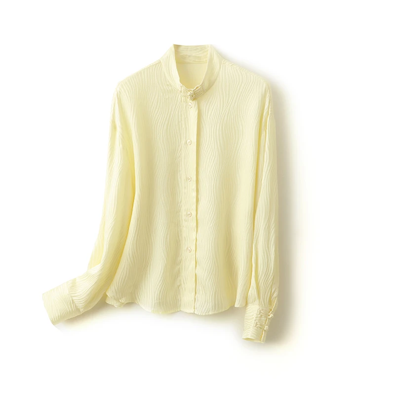 墨枝 新中式国风盘扣重磅桑蚕丝衬衣S9009698