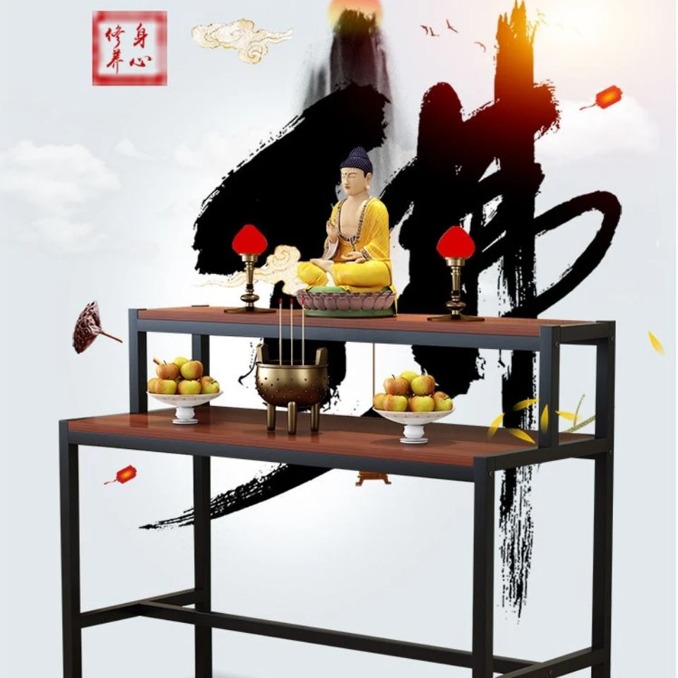 双层供桌佛台香案观音财神爷家用靠墙上香案玄关台桌子家用中式
