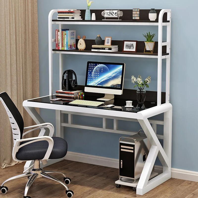 电脑台式桌家用 简约现代经济型书桌 简易钢化玻璃电脑桌学习桌子