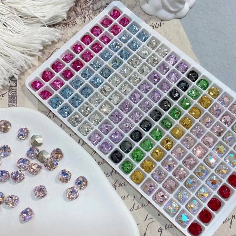 （50颗混装）春柚美甲饰品网红新款尖底小肥方美甲K9钻6*6mm