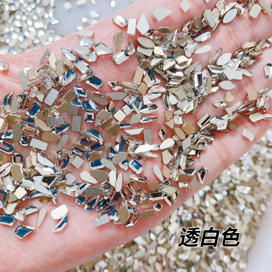 cy小号透白色平底钻混装异形美甲钻超闪美甲饰品指甲配饰指甲钻