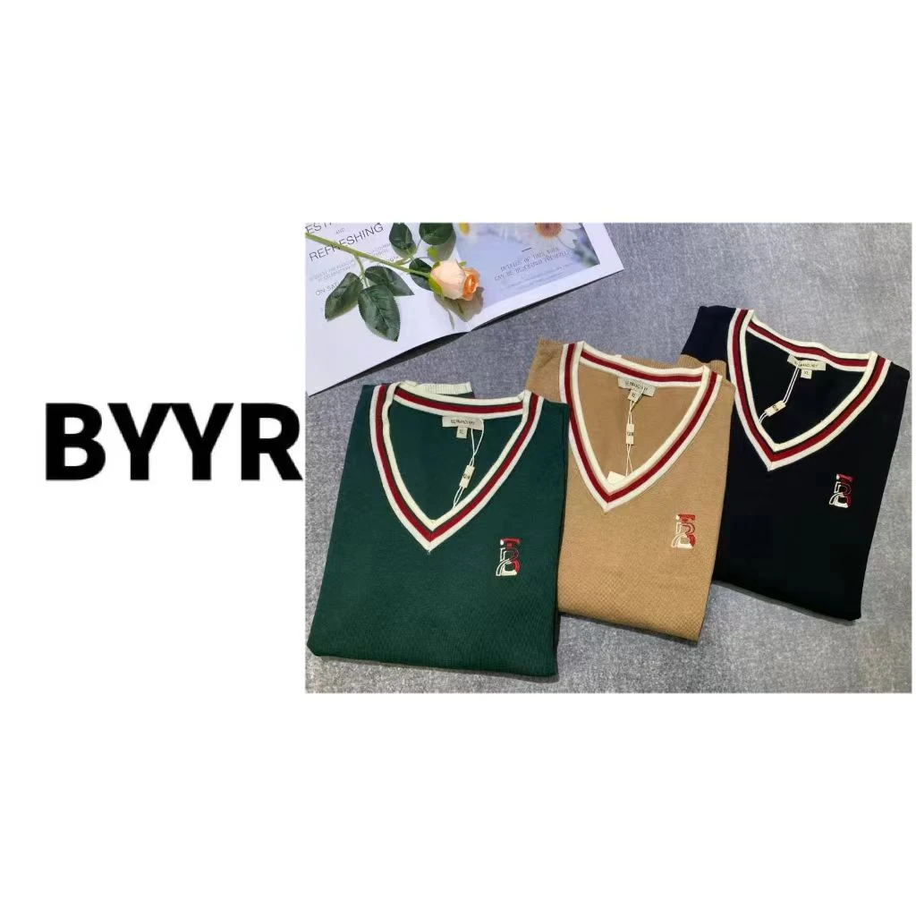 BYYR高定系列V领撞色长袖打底衫（福利款！深19182）