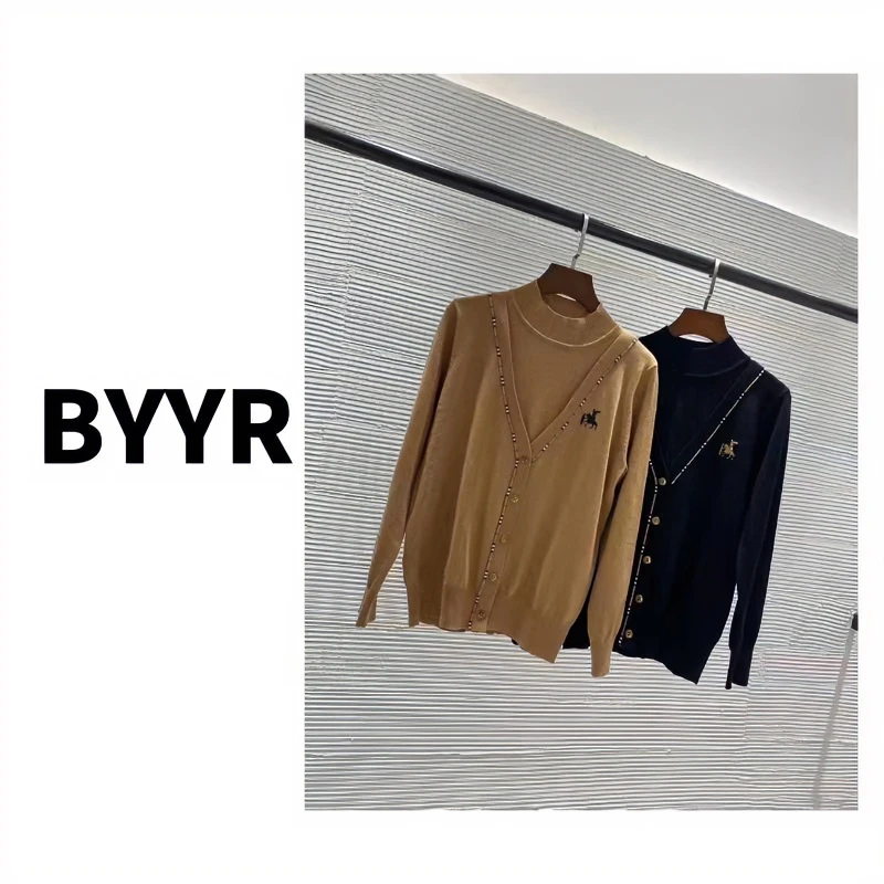 伴月伊人高定款刺绣假两件打底衫（19193）