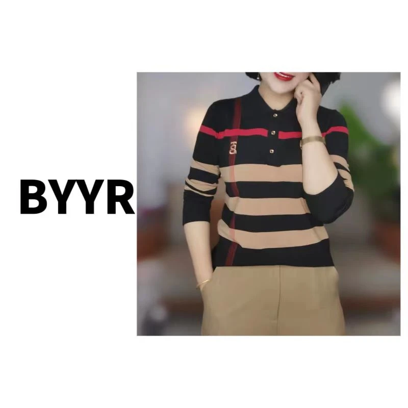 伴月伊人高定款长袖娃娃领POLO衫（深19231）