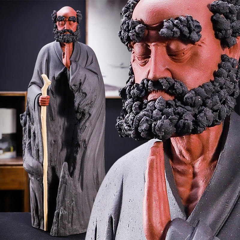 器闵紫砂达摩祖师悟道客厅摆设家居摆件陶瓷创意雕刻禅意工艺品