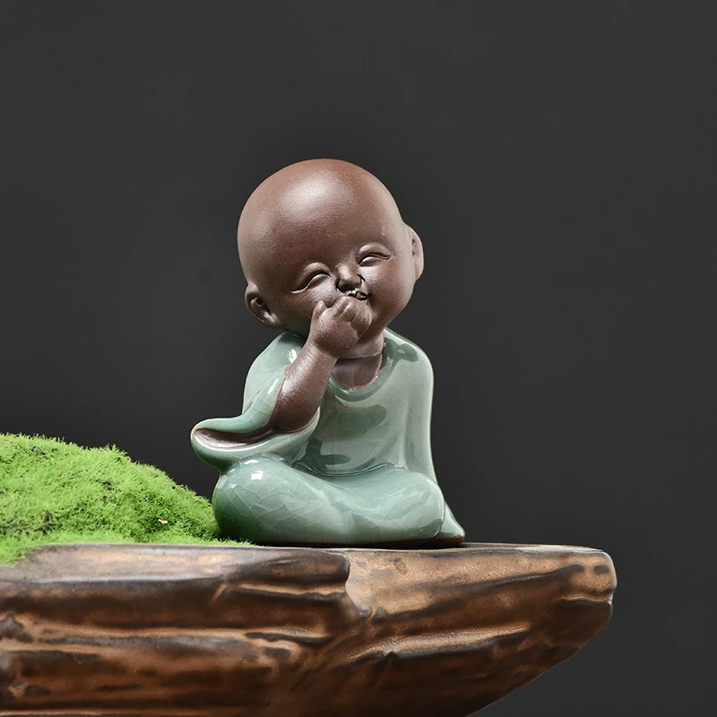器闵小沙弥茶宠摆件可爱小和尚创意中式茶道茶玩个性小茶宠小僧摆