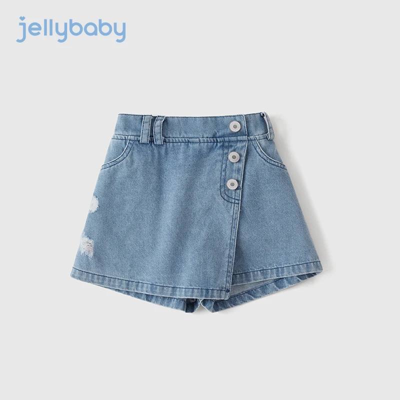 杰里贝比牛仔裤夏装女大童薄款短裤夏女童裤子洋气时髦 JLG32602