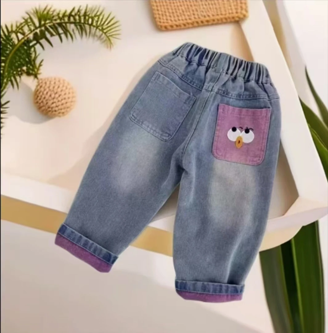 长裤高腰小童牛仔裤百搭春秋蓝色童装宝宝休闲洋气女童裤子春款