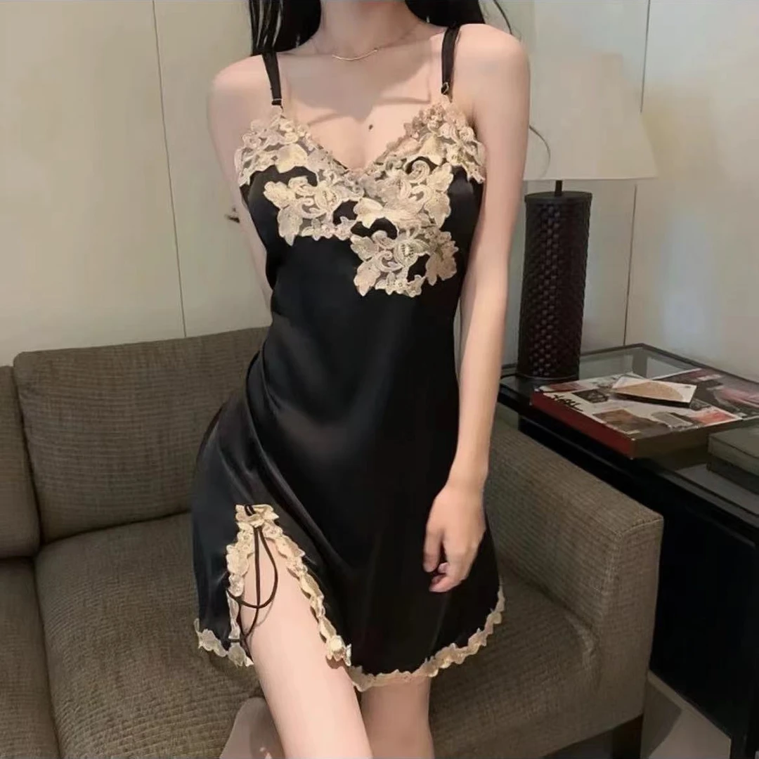 双11战衣【日落sunset】刺绣睡衣法式睡衣睡裙高级感约会战袍出黑丝