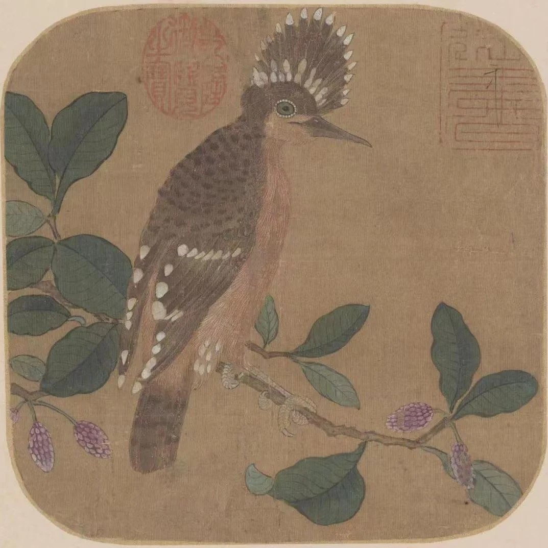 《戴胜图》绢本石色~工笔国画宋画课