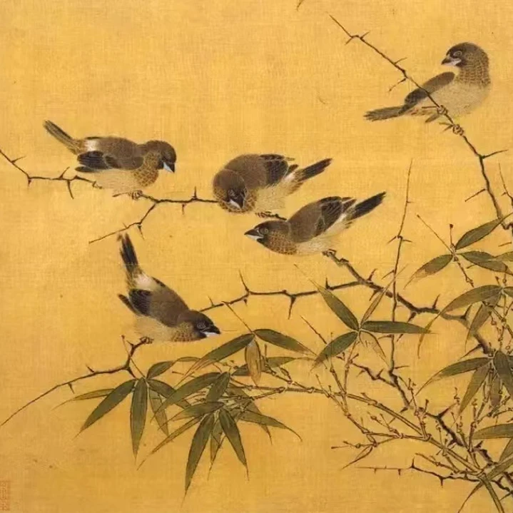 工笔国画纸本宋画之《雪竹寒雏图》课