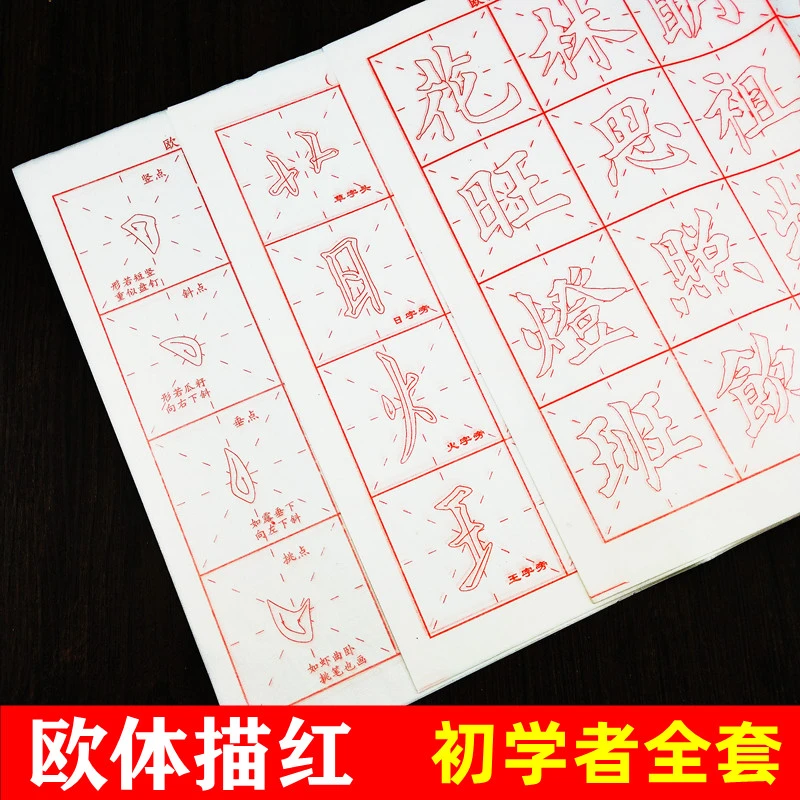 欧体楷书笔画偏旁字体描红练习纸欧阳询楷书初学者入门临摹字帖