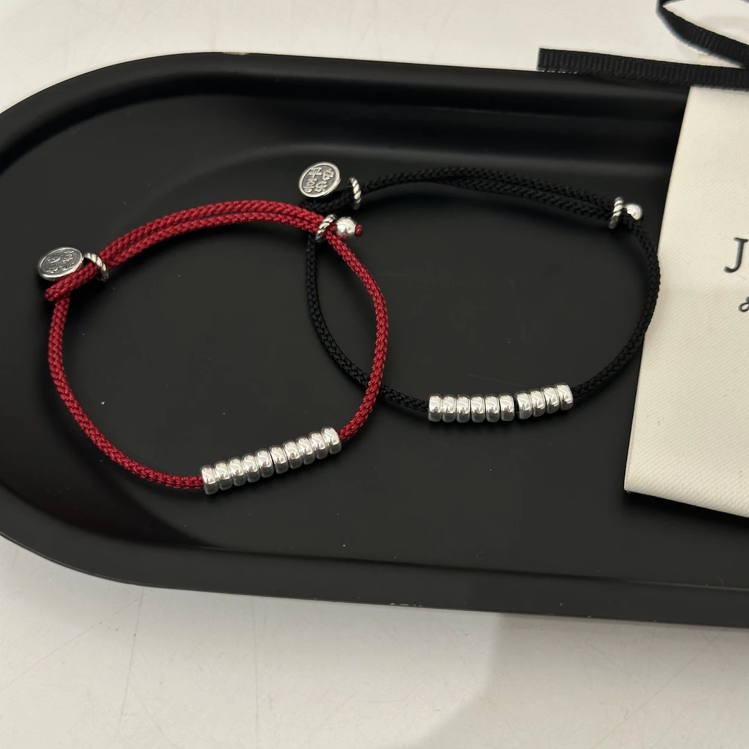 925银手链 小众设计师高级感轻奢风法式平安喜乐盘缠吊坠编织手链