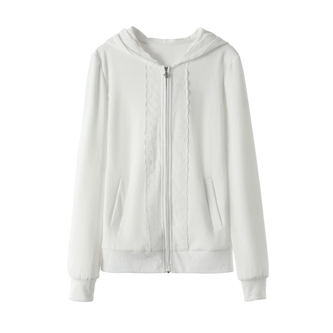 1JINN STUDIO  连帽花边复古运动卫衣外套