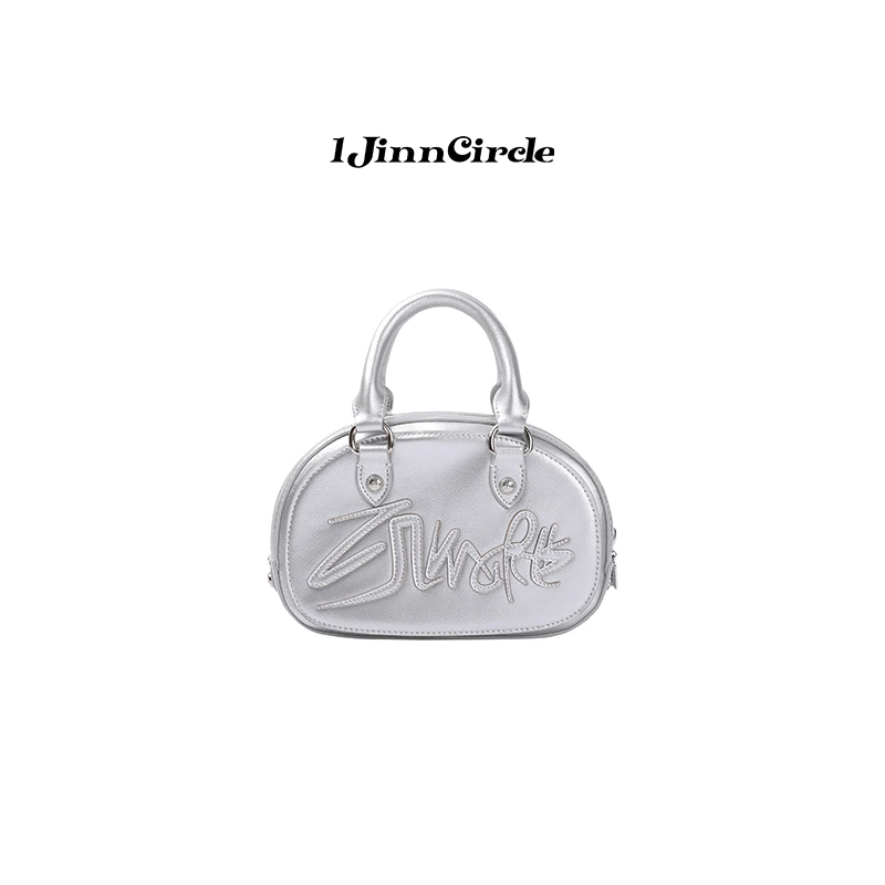 1JINN CIRCLE 刺绣贴片漆皮手提包
