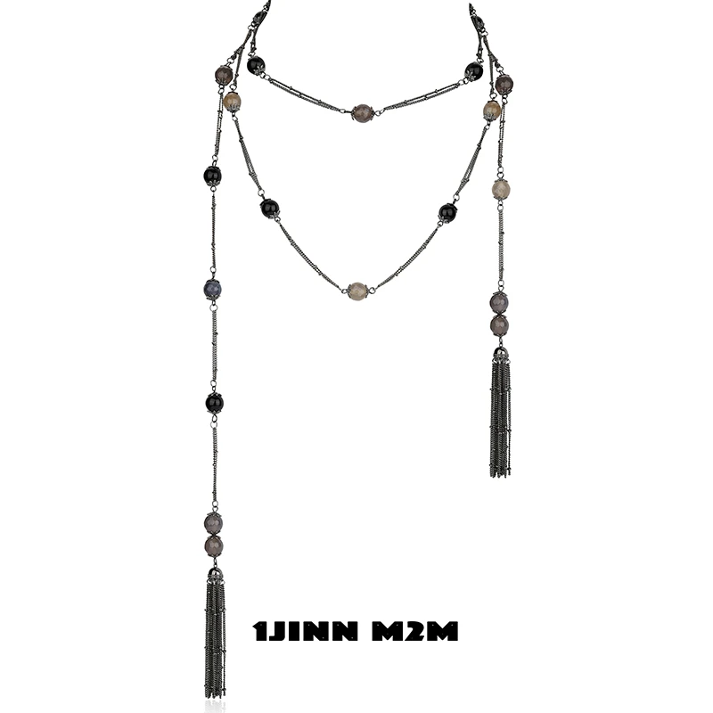 铜合金项链 1JINN M2M 夏日复古围脖式流苏水晶缠绕项链