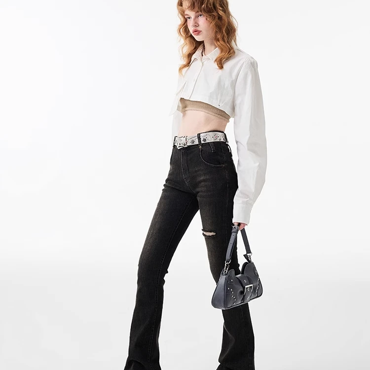 1JINN STUDIO小心机港味复古格子宽松可拆卸衬衫秋