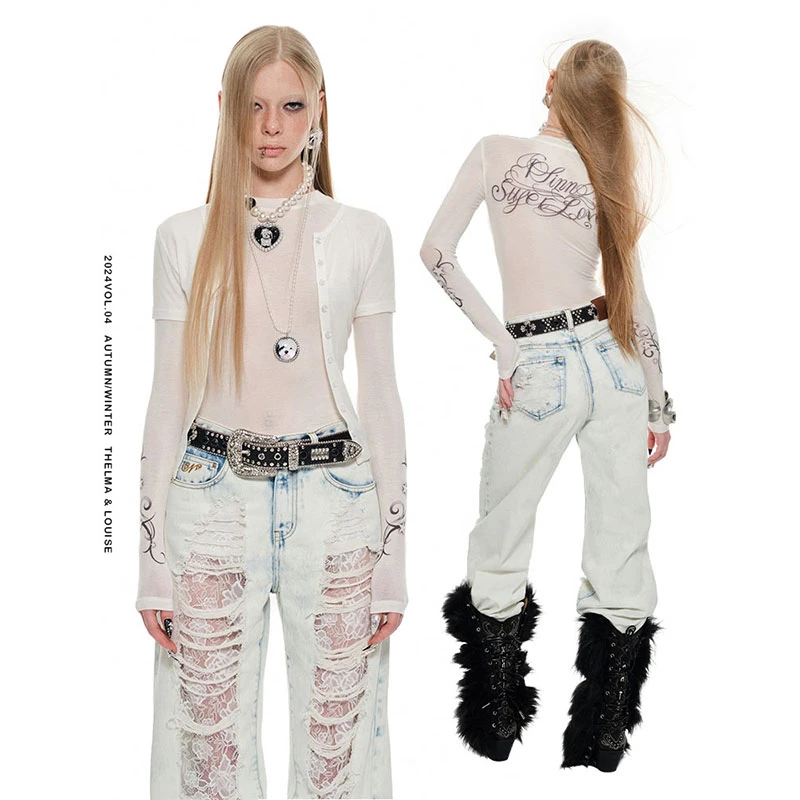 【佳佳】1JINN STUDIO 针织微透打底/短袖开衫上衣