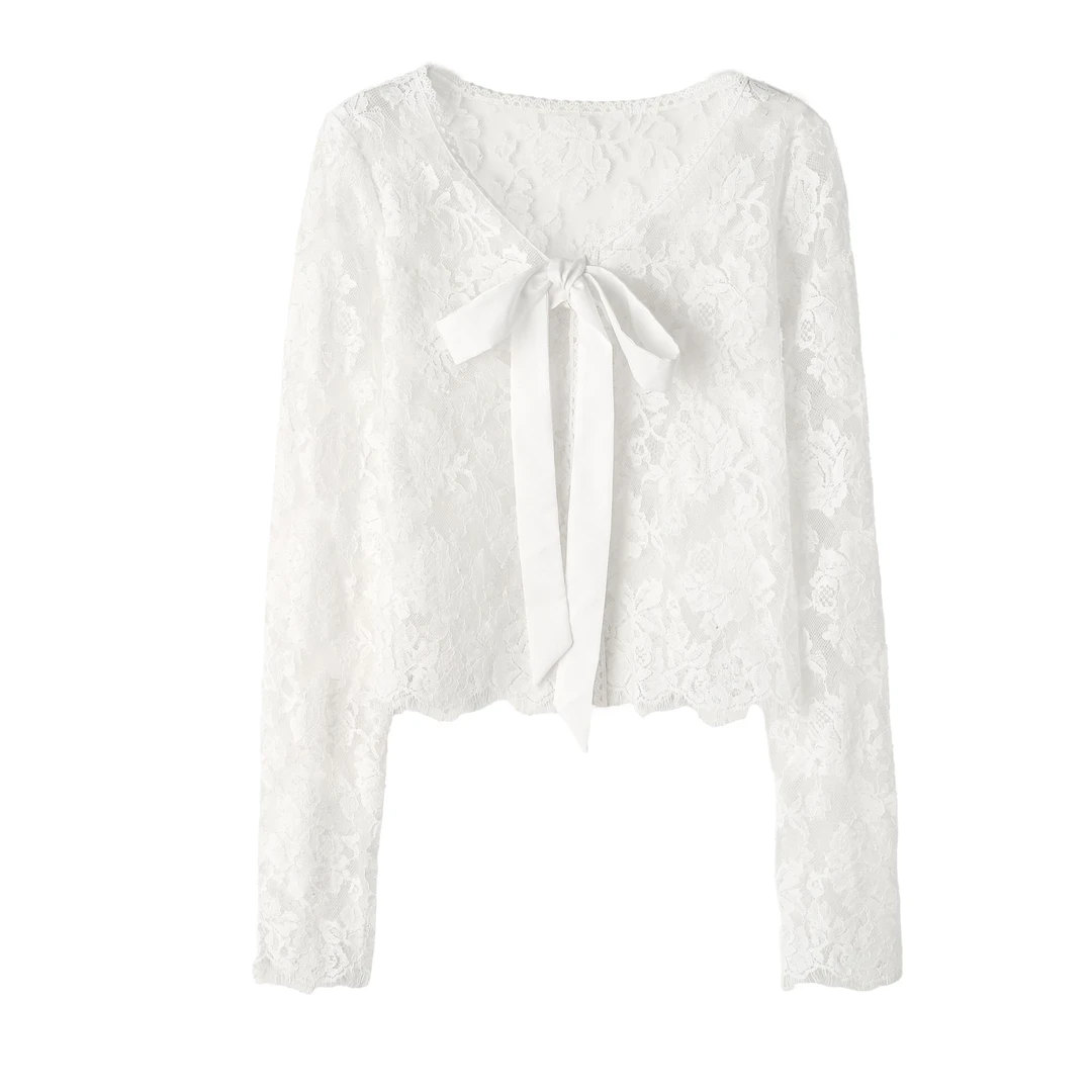 1JINN STUDIO 镂空蕾丝绑带开衫+吊带