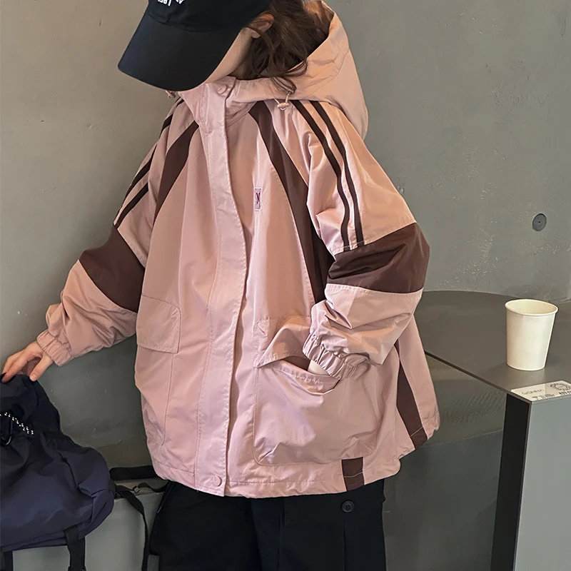 女童女孩休闲秋装冲锋衣外套童装春秋儿童洋气连帽潮流中大童韩版