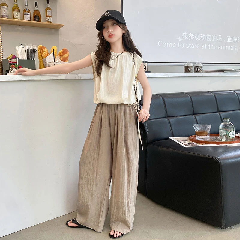 女童山本无袖套装儿童夏季冰冰凉凉丝滑柔软简约时尚潮款休闲薄款