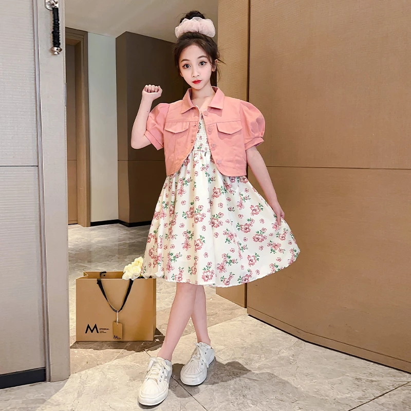 （现货）女童夏款碎花裙两件套洋气时尚夏季法式连衣裙甜美气质显瘦
