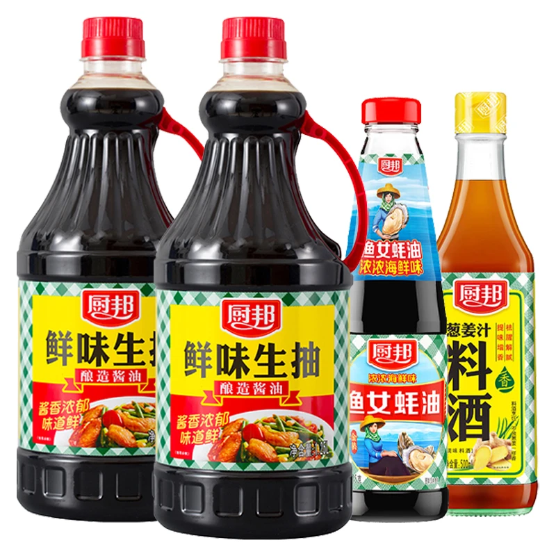 厨邦鲜味生抽1.25L*2+料酒蚝油组合4件装凉拌炒菜