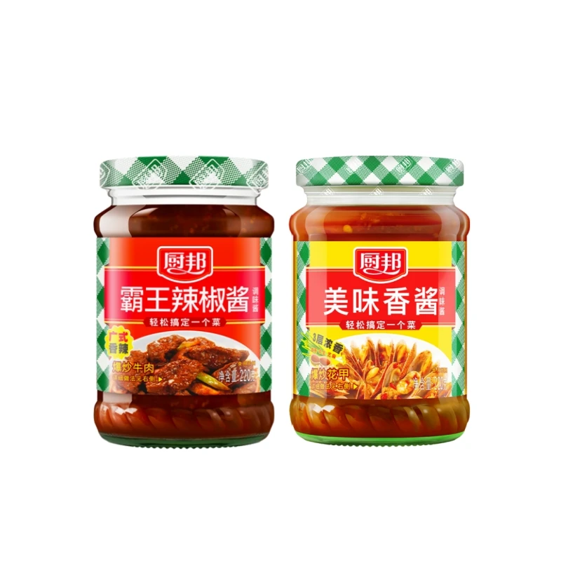 厨邦美味香酱220g+霸王辣椒酱220g凉拌炒菜烧烤调味广式组合QJ