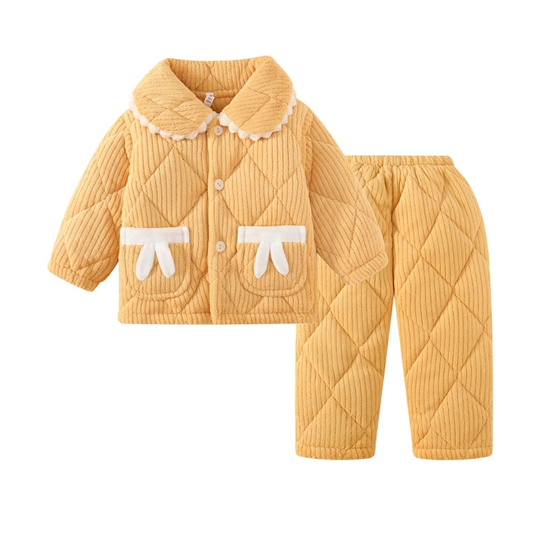 女童睡衣冬季儿童加绒加厚款保暖女孩宝宝小中大童可爱家居服套装