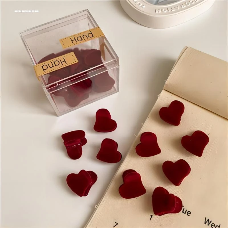 儿童迷你小抓夹碎发编发发夹小号可爱侧边红色丝绒发卡子女孩头饰