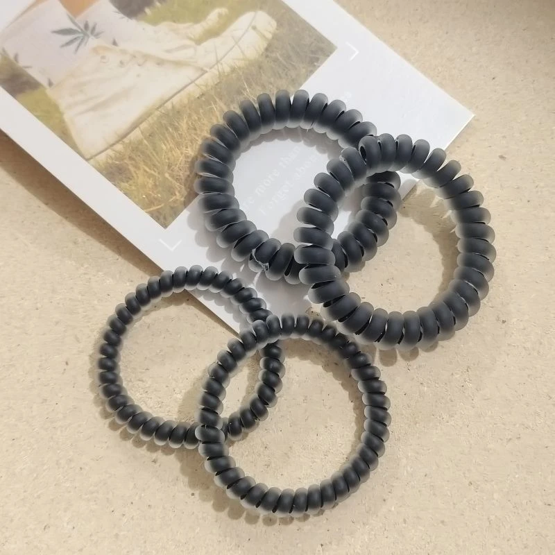 哑光黑细款头绳电话线发圈女ins爆款简约橡皮筋发绳手环两用皮套