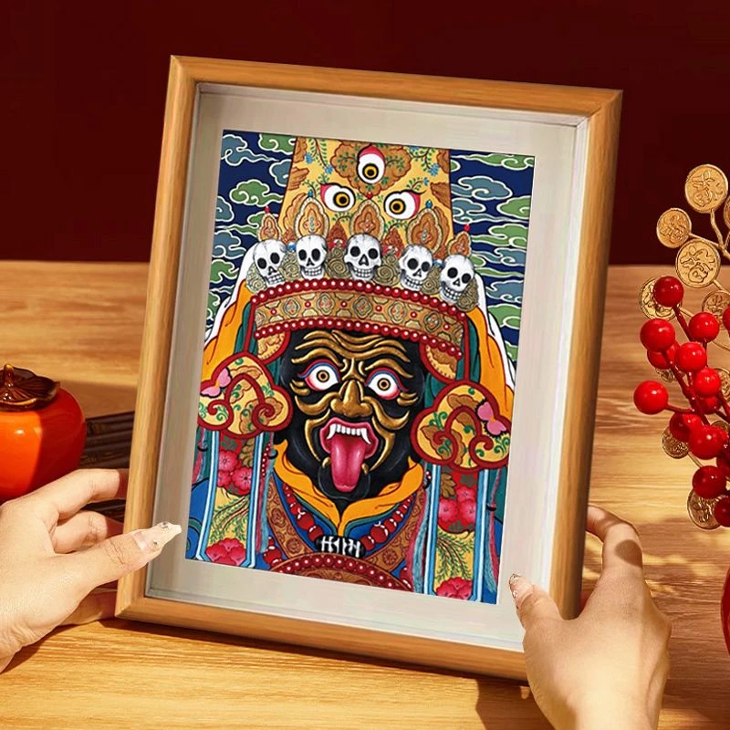 扎基拉姆唐卡摆台藏族桌面摆台相框书房办公室网红装饰摆件
