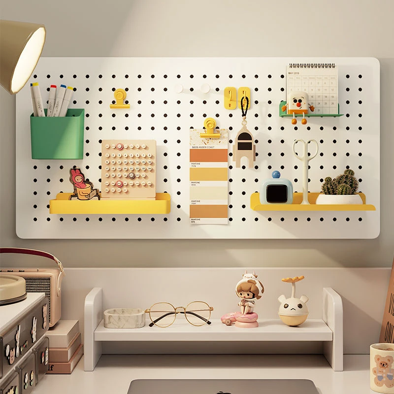 墙上洞洞板置物架免打孔儿童书桌玄关墙壁金属学习桌墙面磁吸收纳