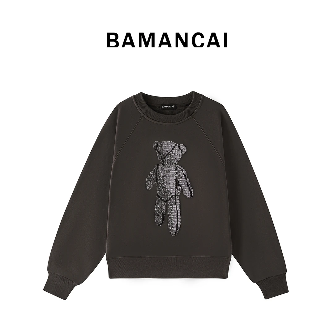 Bamancai-秋季个性百搭休闲潮流设计师街头圆领长袖卫衣 0808