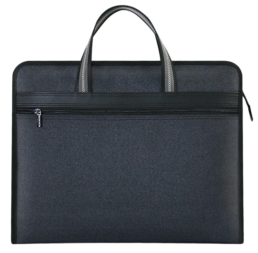 也力帆布文件袋加厚立体办公商务会议事务包商务拉链电脑公文包