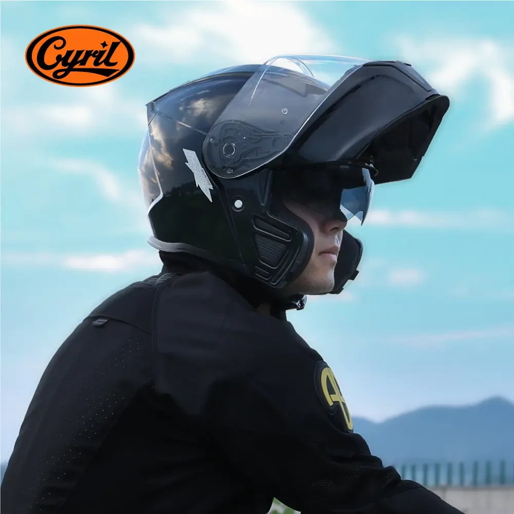 CYRIL赛罗揭面盔摩托车头盔男女双镜片全覆式防雾机车全盔四季