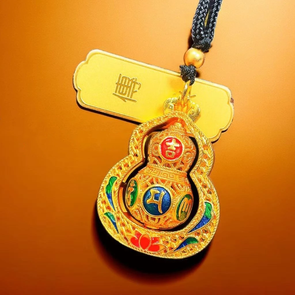 合金吊坠 古法传承珐琅彩葫芦烧蓝挂坠气质时尚烧蓝福禄寿金挂坠i