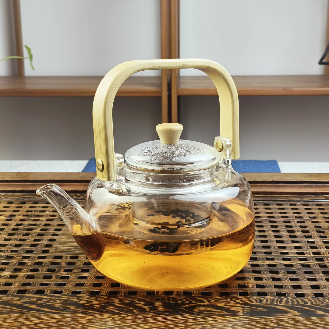 提梁壶耐热玻璃透明泡茶壶大容量家用电陶炉煮茶壶1000ml大容量
