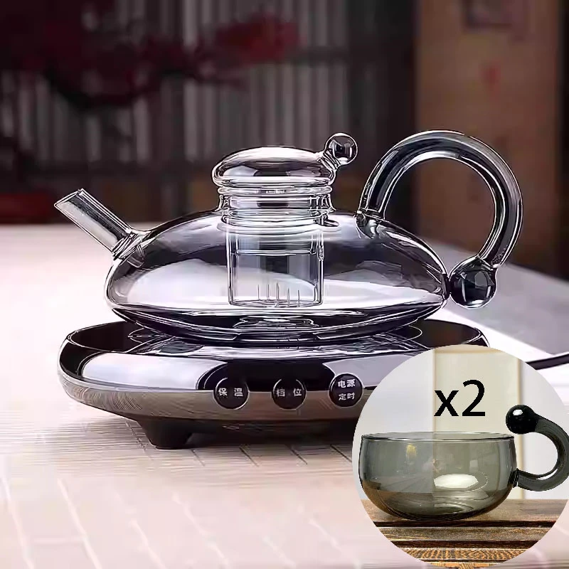 轻奢鼠尾壶新款电陶炉煮茶器财鼠壶高档下午茶煮茶泡茶壶加厚玻璃