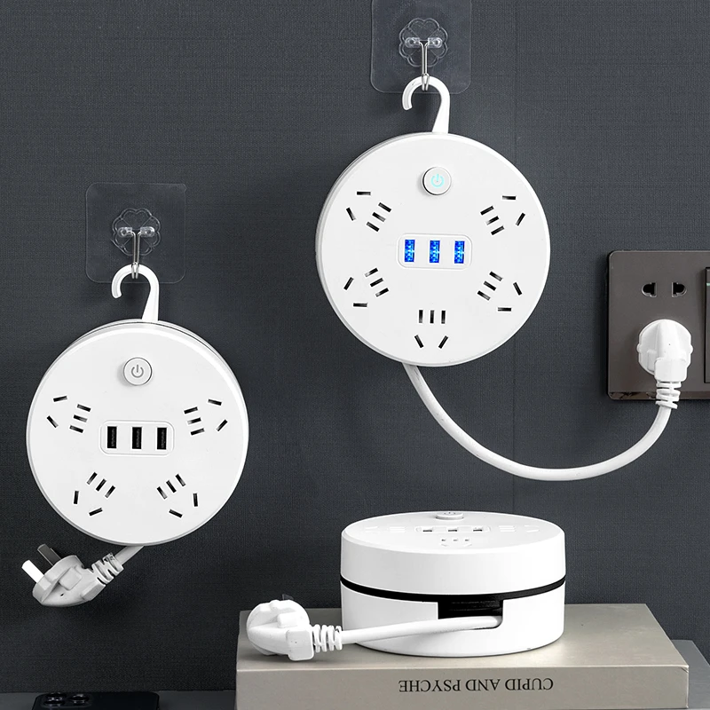 新国标可伸缩收纳插座线板带USB家用拖线板学生宿舍插座可收纳