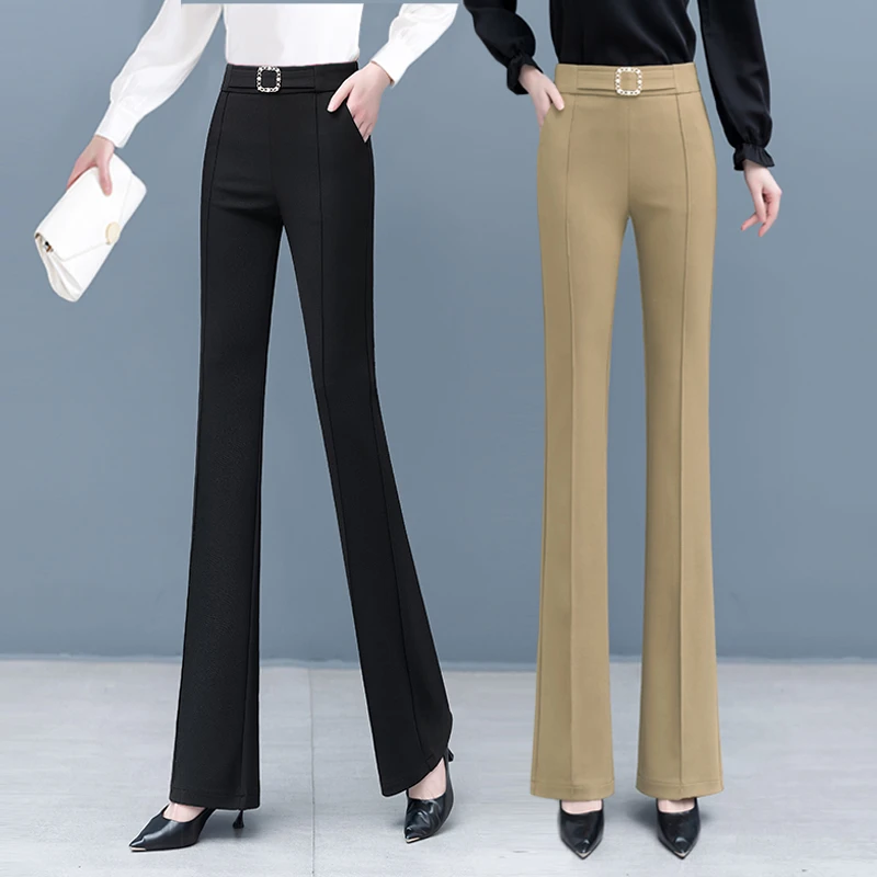 TUCANO/啄木鳥微喇长裤女春夏2023新款显瘦垂感弹力直筒喇叭裤