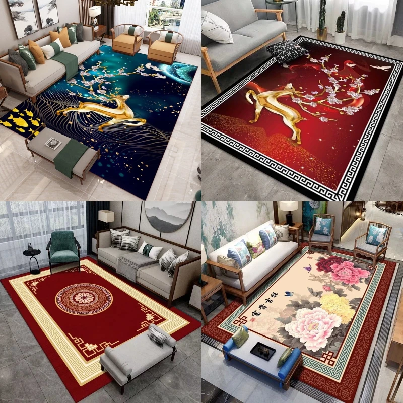 家用中国风水晶绒大面积地毯客厅卧室床边毯书房门厅吸尘入户门垫