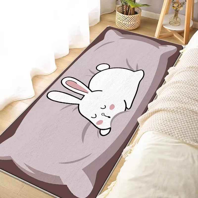 家用抱枕兔子卧室床边毯可爱卡通长边地垫隔音防摔地毯80*160cm