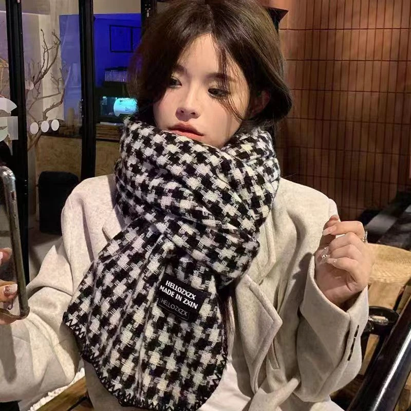 【美女勿拍】千鸟格百搭羊绒围巾