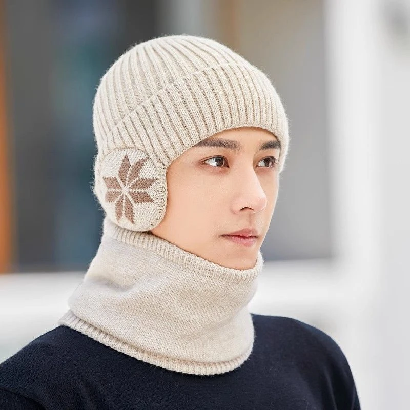 【新疆包邮】帽子男士冬季加绒护耳针织毛线帽加绒加厚围脖户外骑