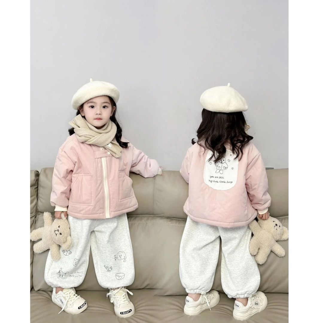 【在仓】女童厚款保暖夹棉外套23冬女宝洋气休闲棉袄轻薄款棉服网
