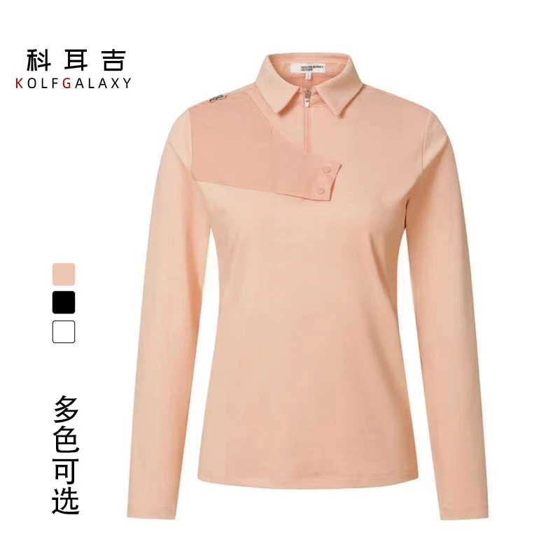 科耳吉 高尔夫服装女长袖弹力修身翻领T恤透气显瘦时尚运动网球