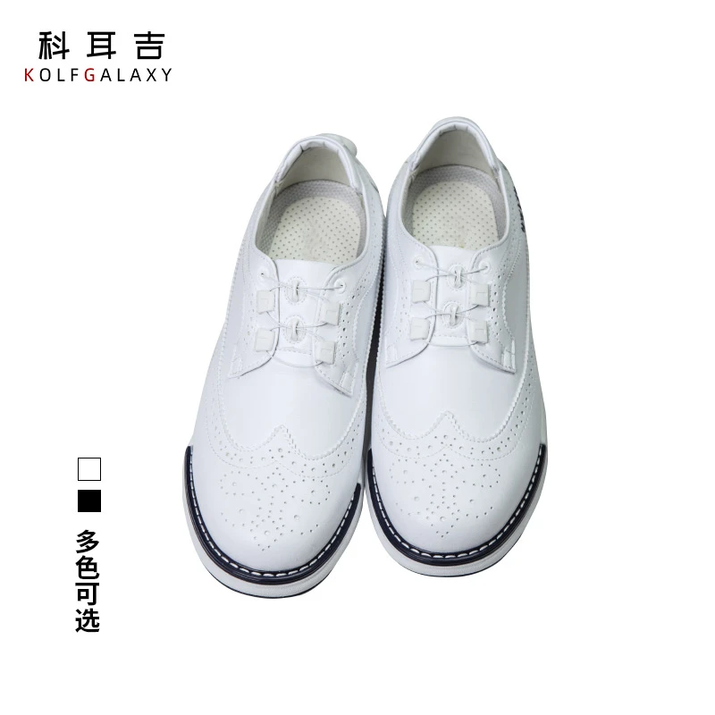 科耳吉 高尔夫专用男女鞋经典白色真皮耐磨柔软无钉运动防水防滑