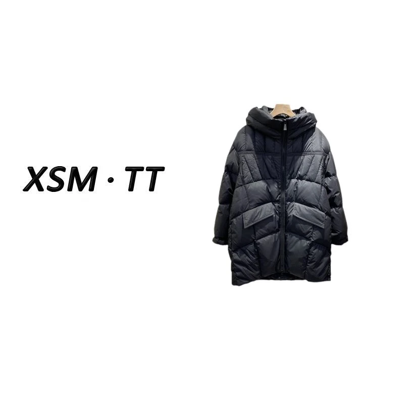 中长款设计师保暖90新国标白鸭绒羽绒服黑色 51178/L212AA