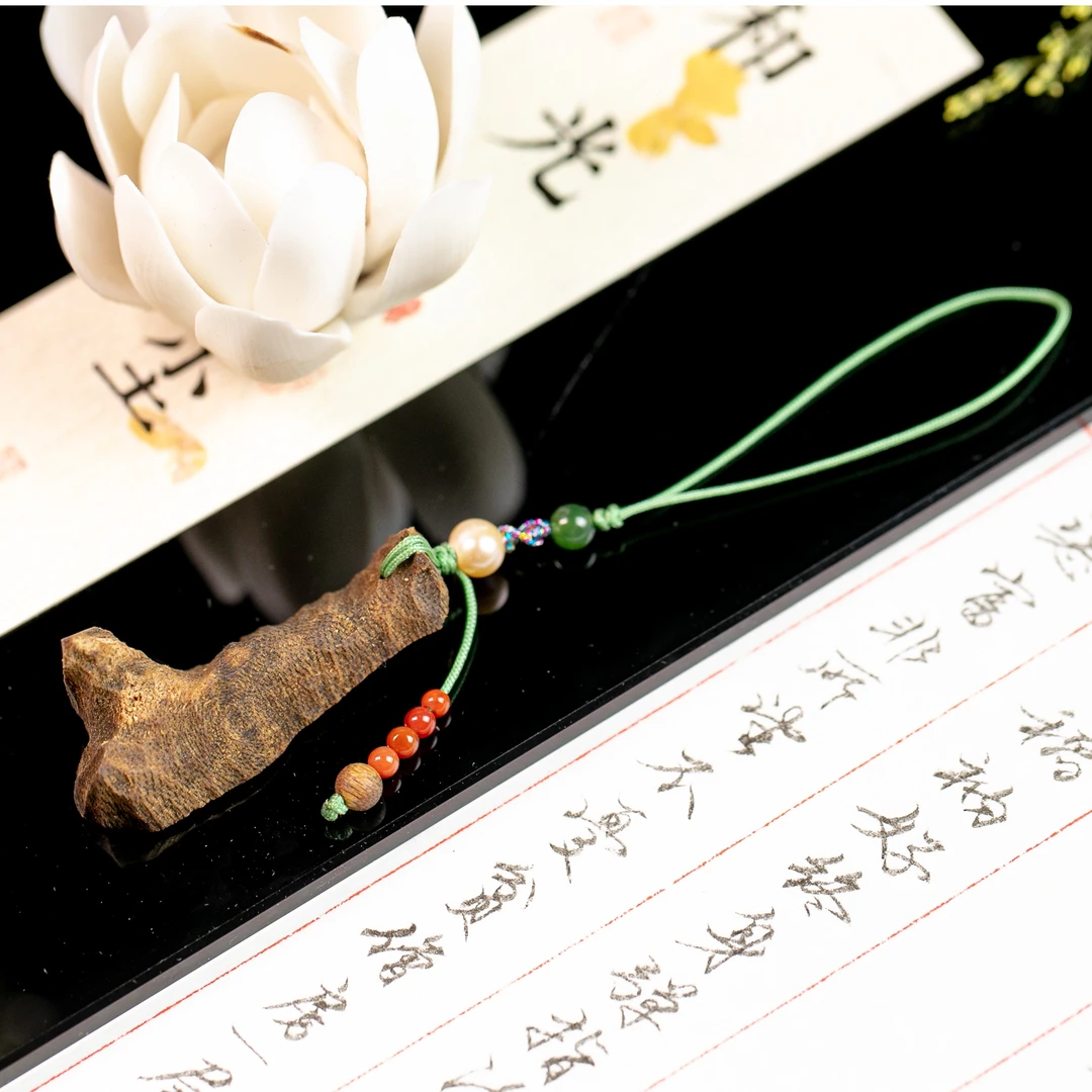 【谷云】· 汉 原创设计 随型手机链挂件 ·吾欢喜 髹饰（漆器）工艺